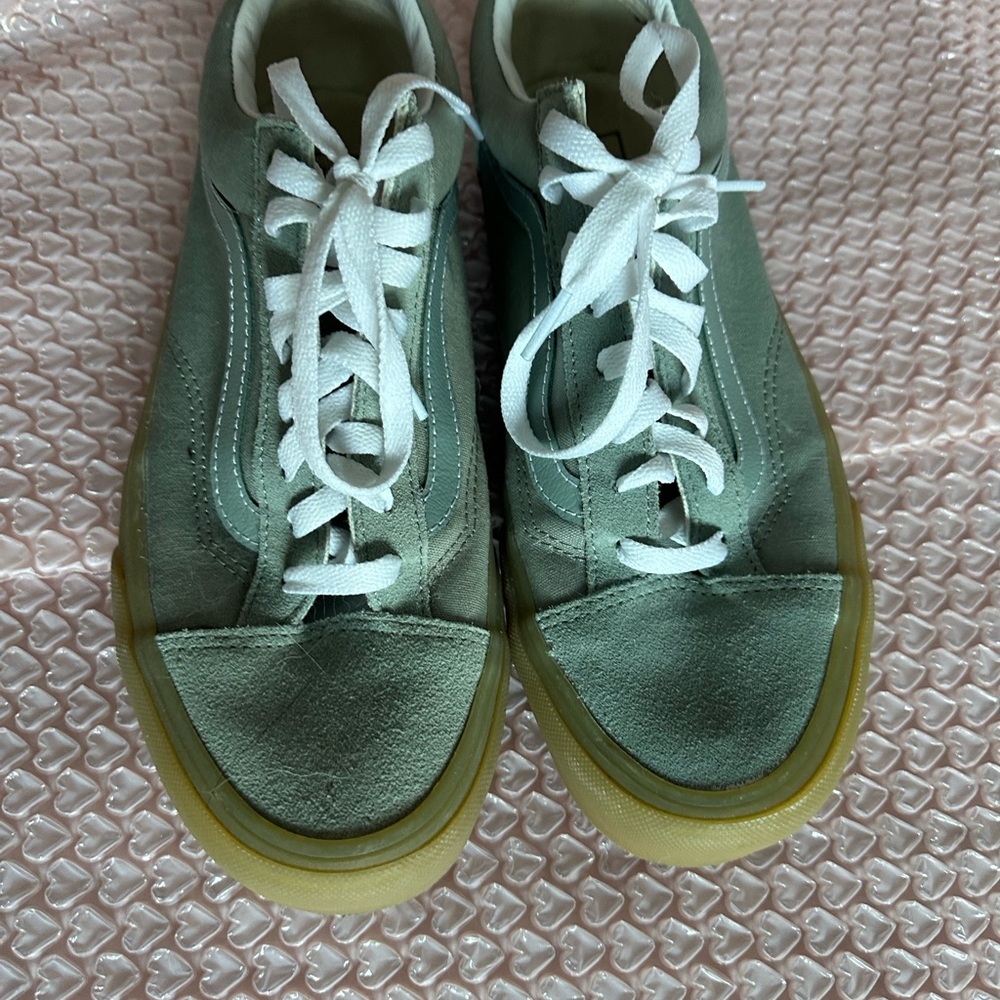 Seafoam Green Old School Vans with Gum Sole